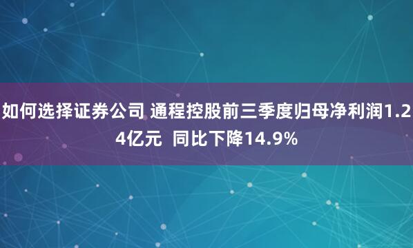 如何选择证券公司 通程控股前三季度归母净利润1.24亿元 同比下降14.9%
